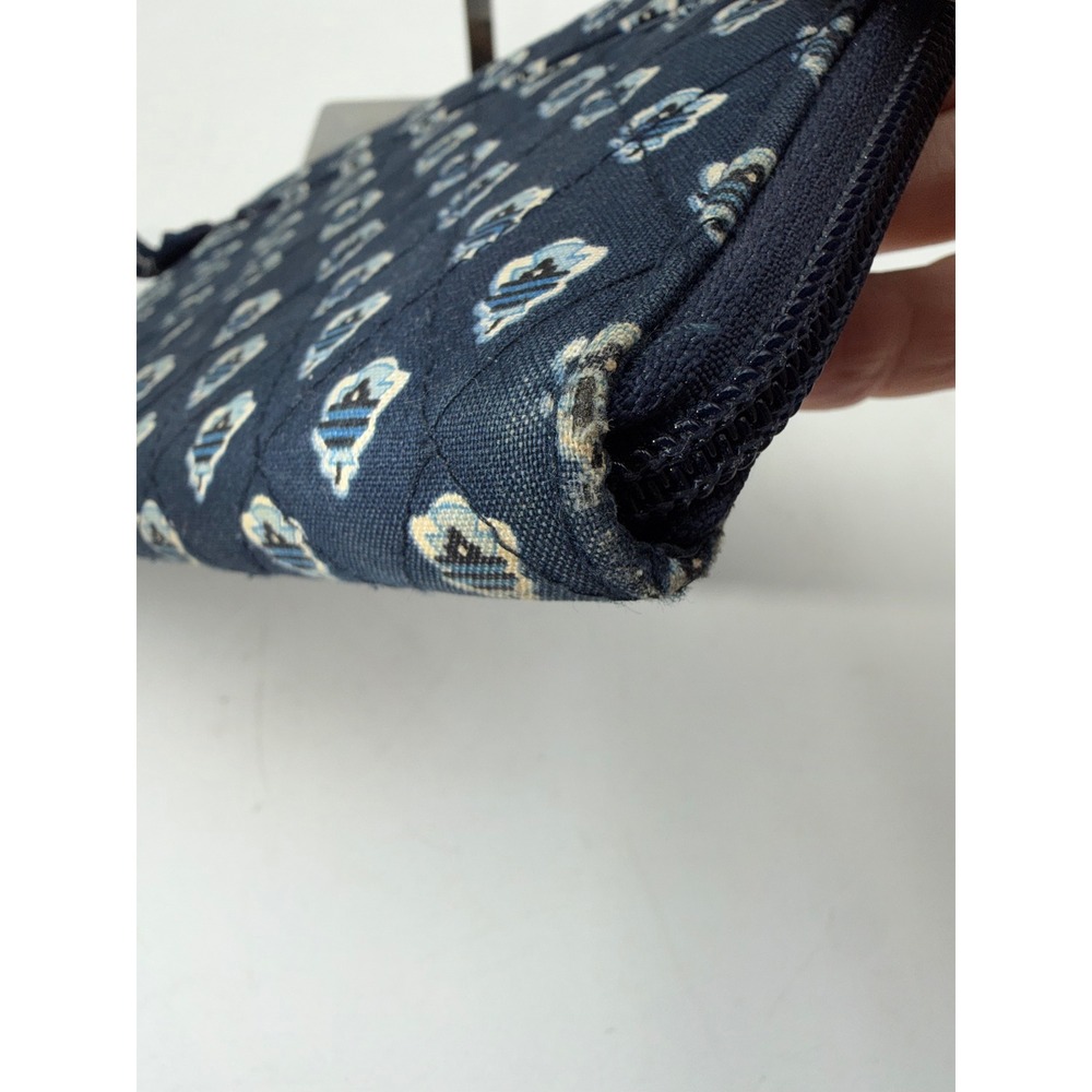 Vera Bradley Navy Blue Quilted Cotton Zip Around Wallet Geometric **CORNER WEAR - Picture 3 of 7